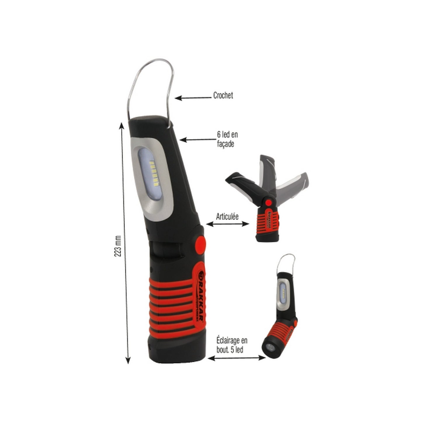 02255 torche 6 led articulee