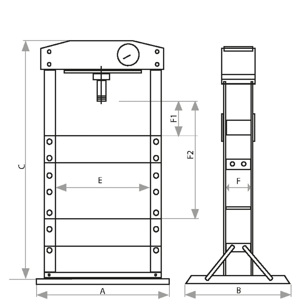 Presse d'atelier manuelle et pneumatique 50T bâti soudé