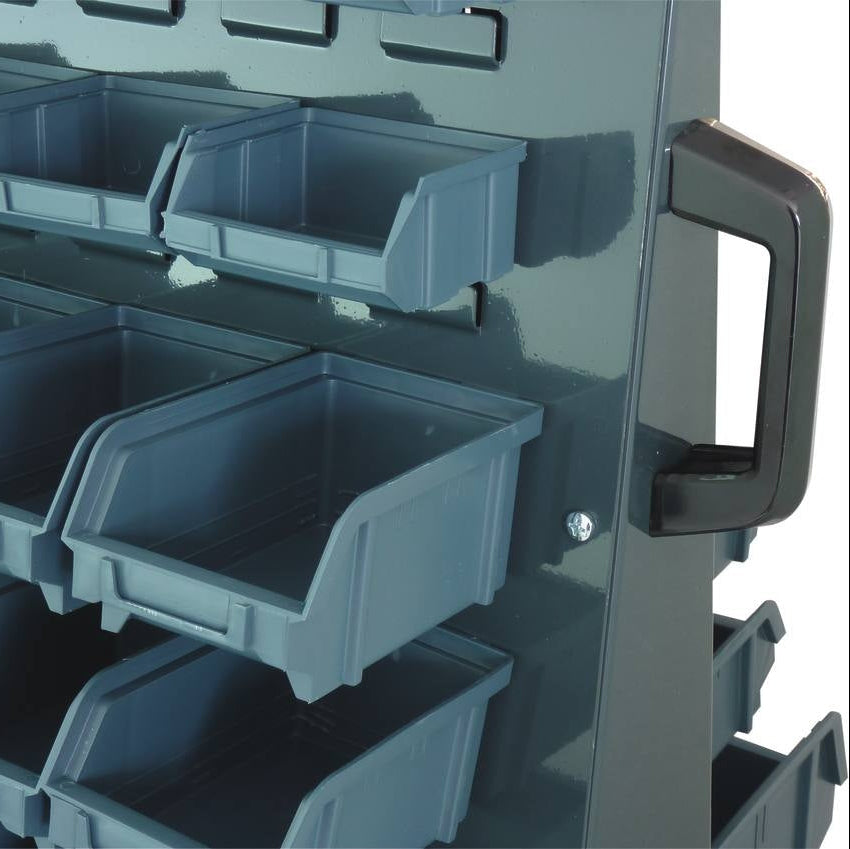 Etagère sur roulettes avec 126 boîtes à bec 1100x700x1430mm