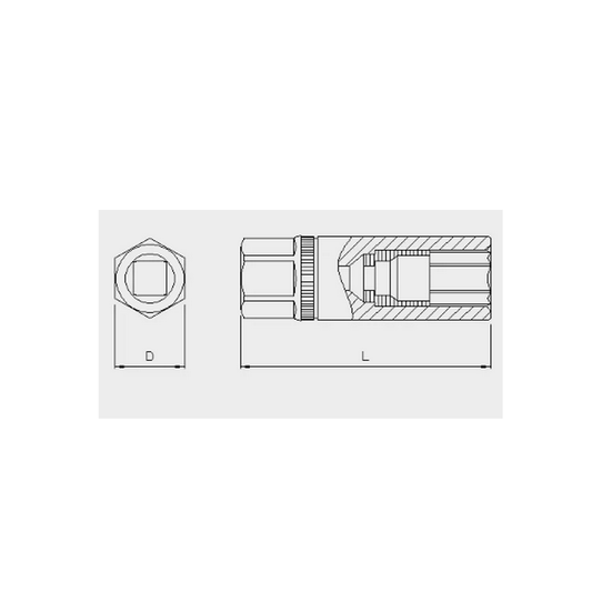 Douille à bougies clips 3/8'' longue 6 pans 21mm