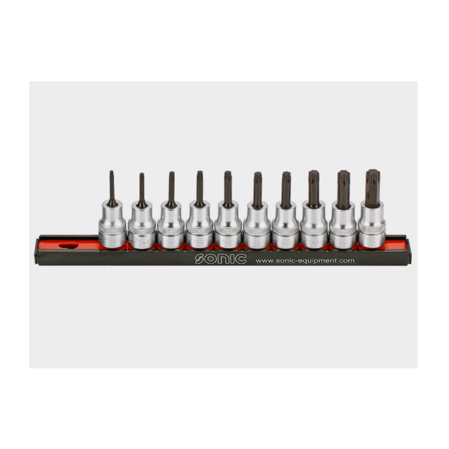 Rack d'empreintes 3/8'' courtes Torx 10-pcs.