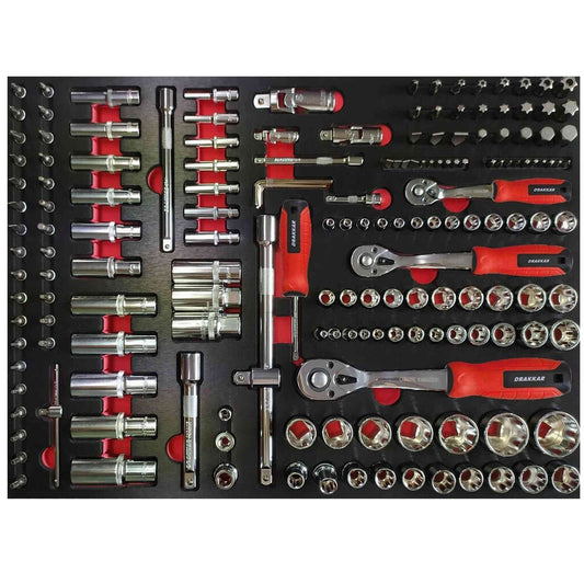 Servante d'atelier noire 7 tiroirs argents avec 203 outils