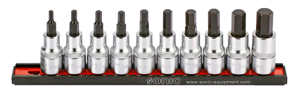 Rack d'empreintes 1/2'' courtes 6 pans 10-pcs.