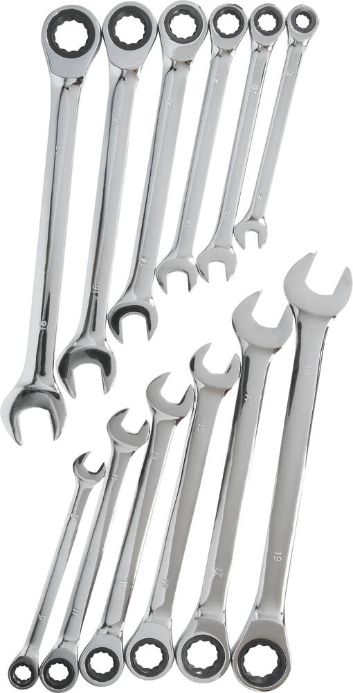 Clés mixtes droites à cliquet de 8 à 19mm 72 dents - mallette de 12 pcs