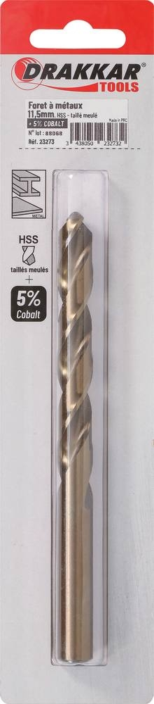 Foret à métaux HSS 5% cobalt 11,5mm - blister de 1 pcs