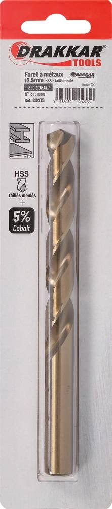 Foret à métaux HSS 5% cobalt 12,5mm - blister de 1 pcs