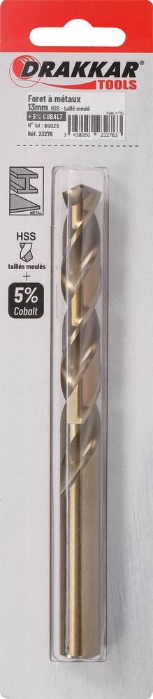 Foret à métaux HSS 5% cobalt 13mm - blister de 1 pcs