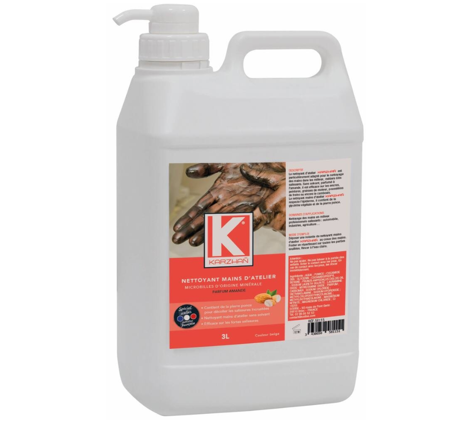 Nettoyant mains karzhan rouge 3L avec pompe
