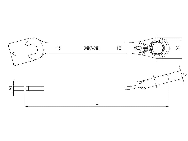 Clé mixte à cliquet reversible 12p 18mm