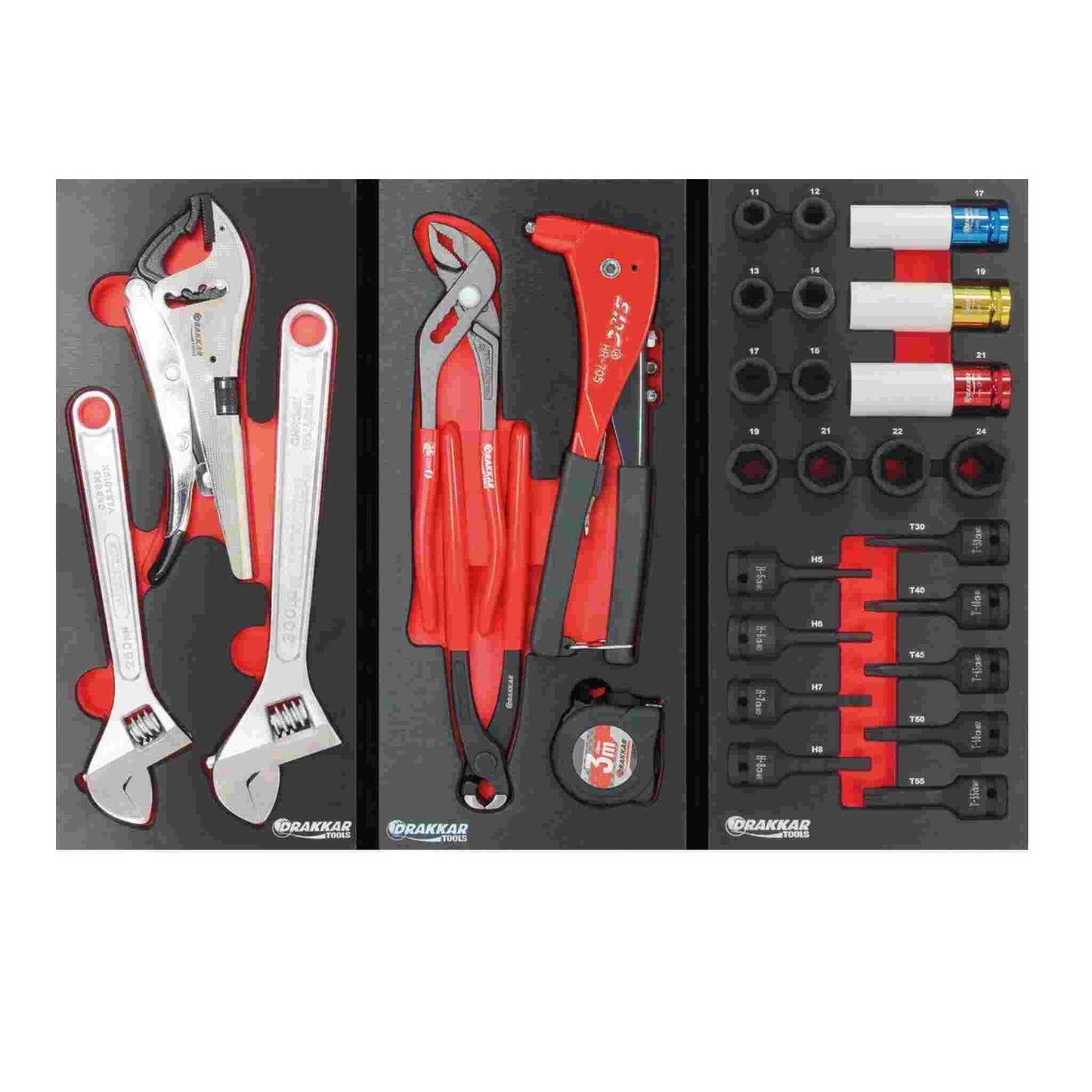 Servante d'atelier 8 tiroirs composée de 249 outils - modules finition métal