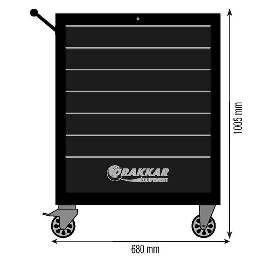 SERVANTE D'ATELIER NOIRE 7 TIROIRS ARGENT