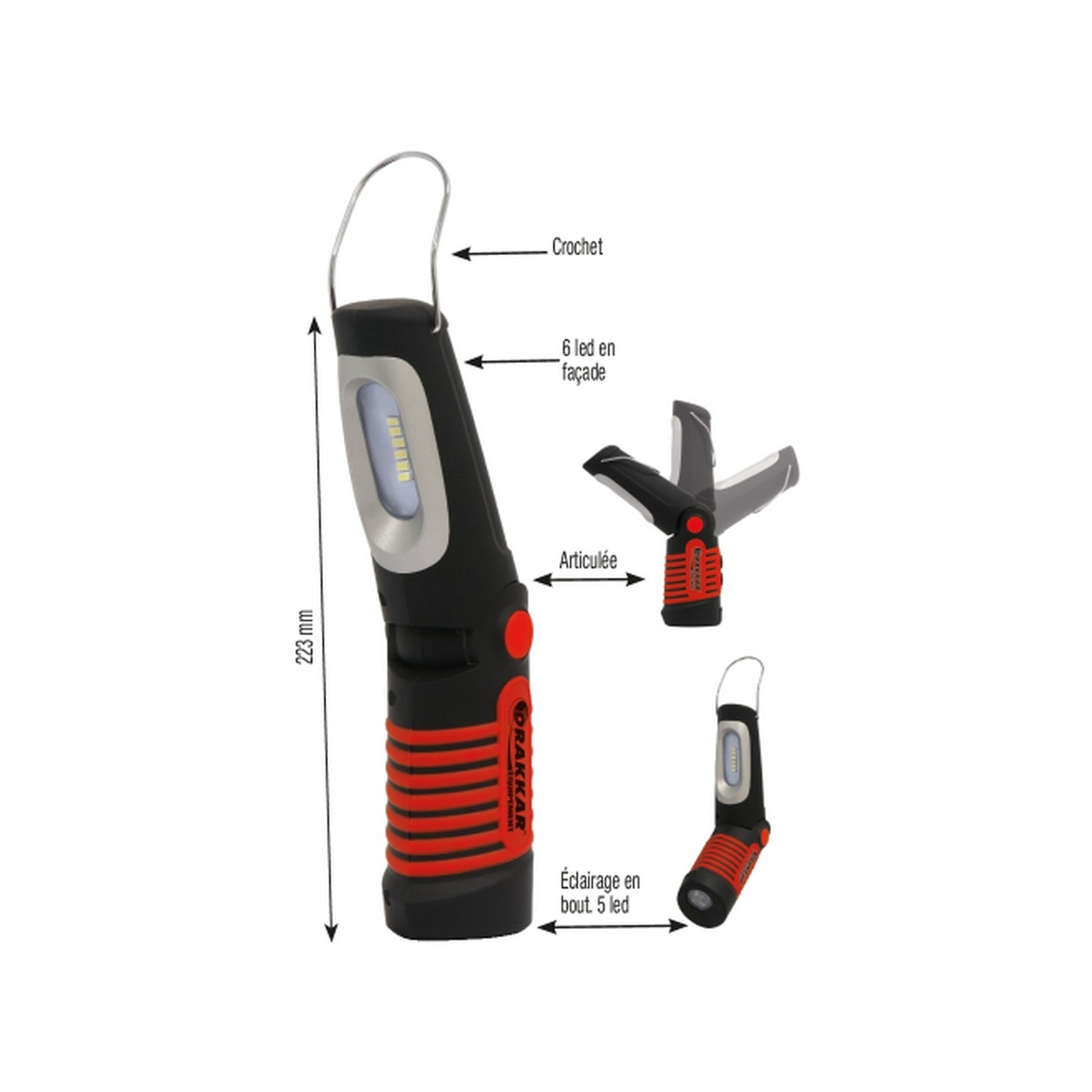 02255 torche 6 led articulee
