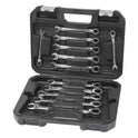 12 CLES MIXTES DROITES A CLIQUET EN MALLETTE - 8 A 19MM