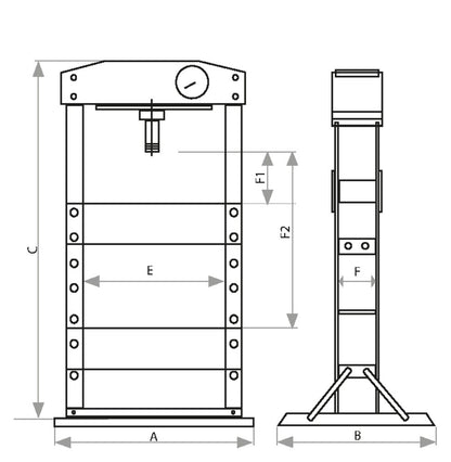 Presse d'atelier manuelle et pneumatique 50T bâti soudé