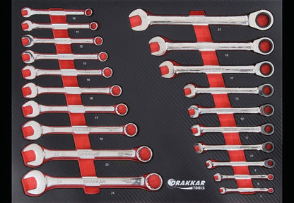 Servante d'atelier 10 tiroirs composée de 176 outils - modules finition carbone