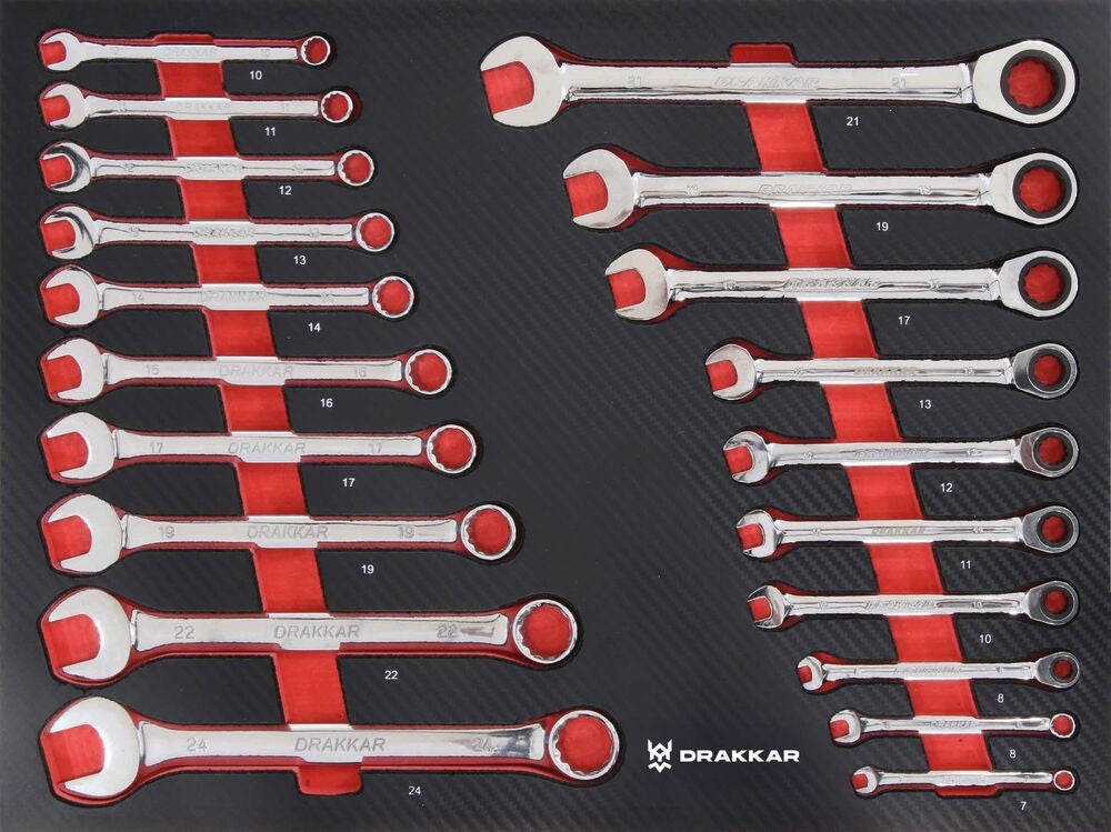 Servante d'atelier 7 tiroirs composée de 176 outils - modules finition carbone