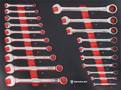 Servante d'atelier 7 tiroirs composée de 176 outils - modules finition carbone