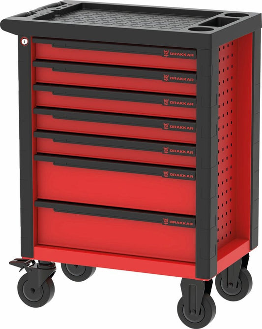 Servante d'atelier 7 tiroirs composée de 176 outils - modules finition carbone