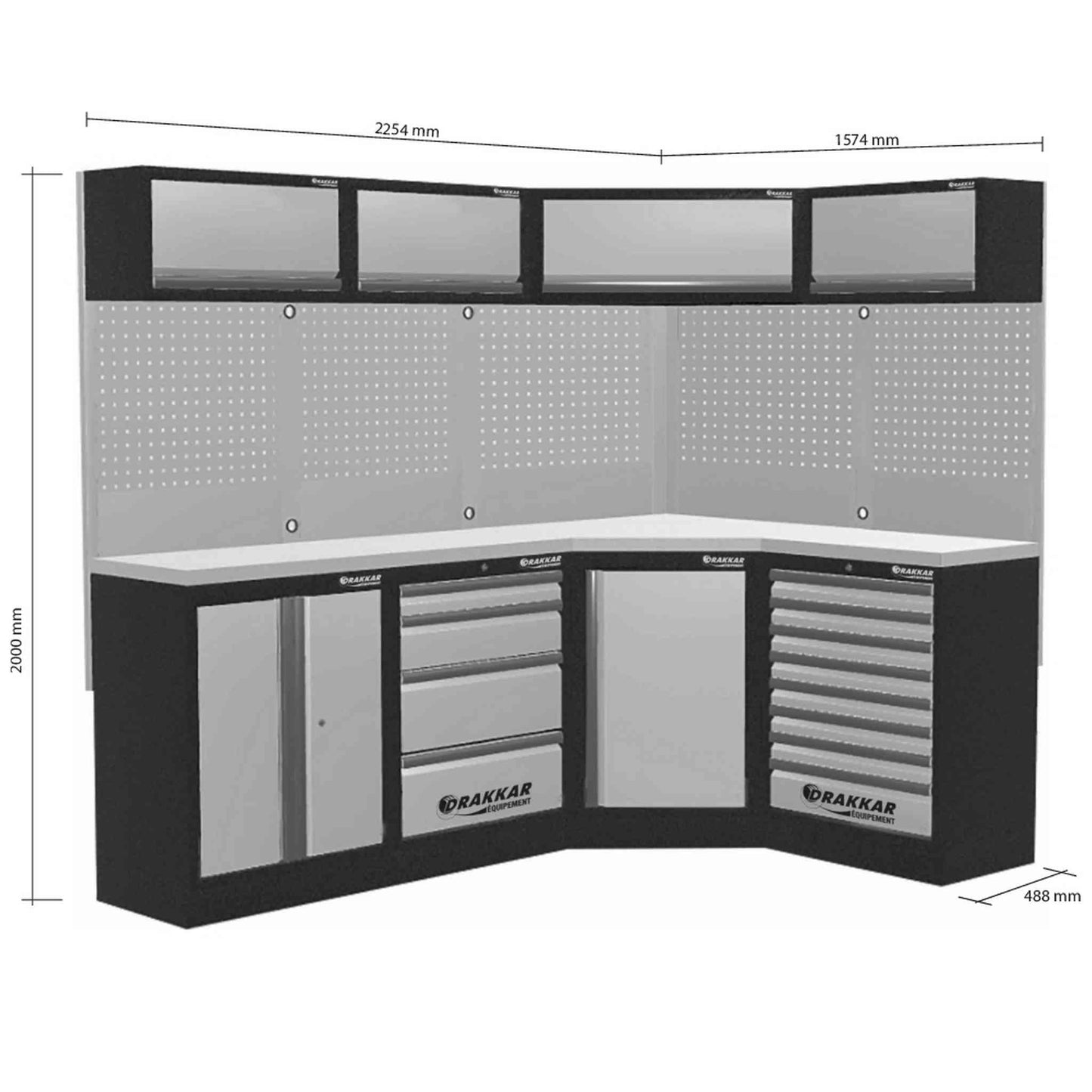 MOBILIER D'ATELIER 4 ELEMENTS ANGLE INOX 430