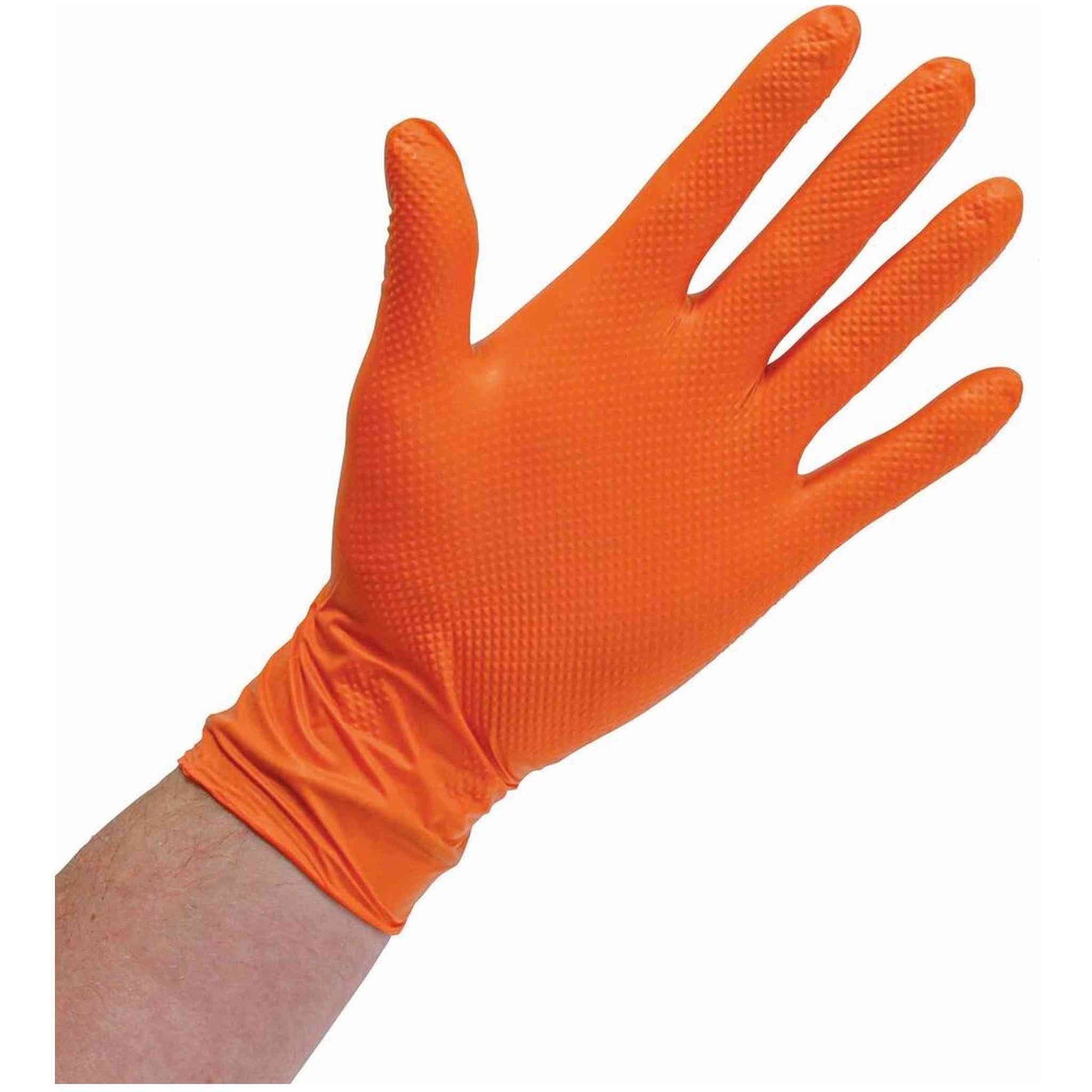 Boite 90 gants orange en nitrile épaisseur 7 mil - 8,4GR - taille XL