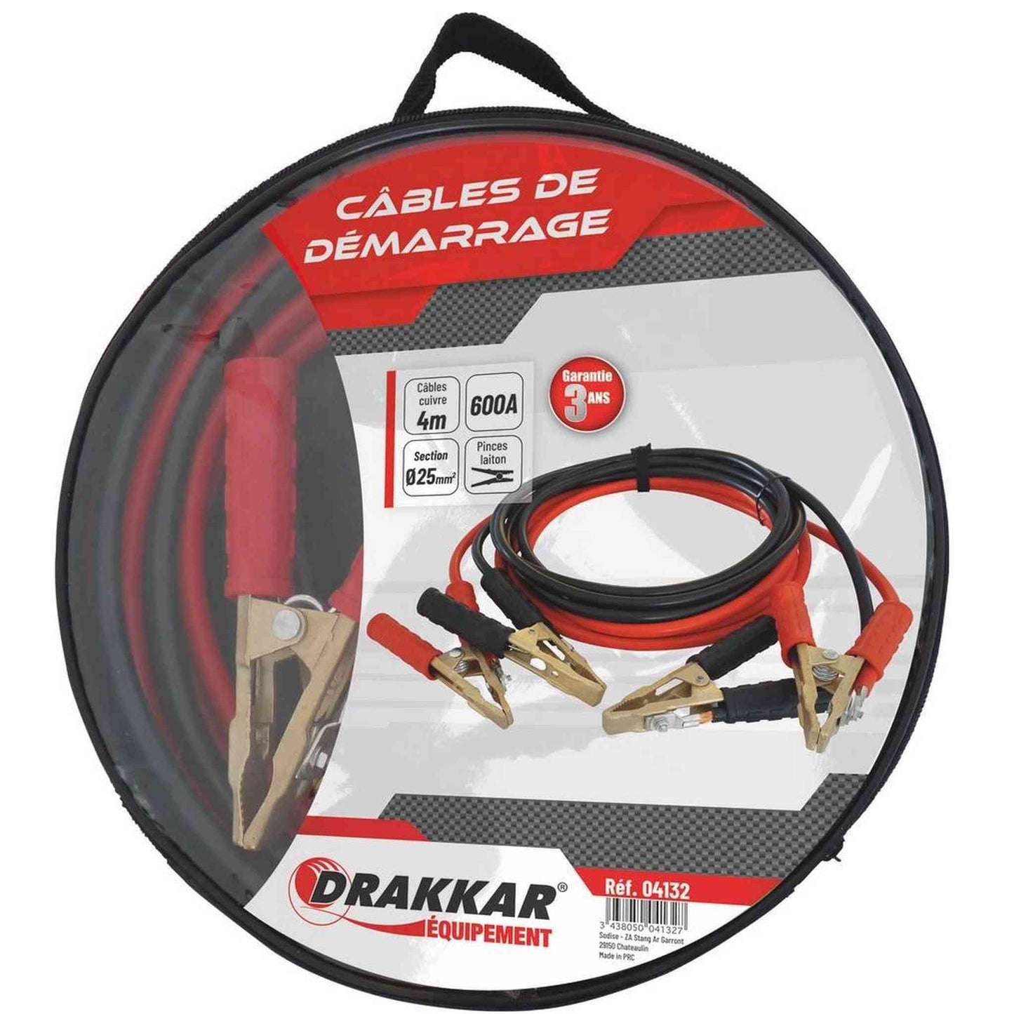 CABLE DEMARR. 25MM2 4M PINCES LAITON 600A SACHET