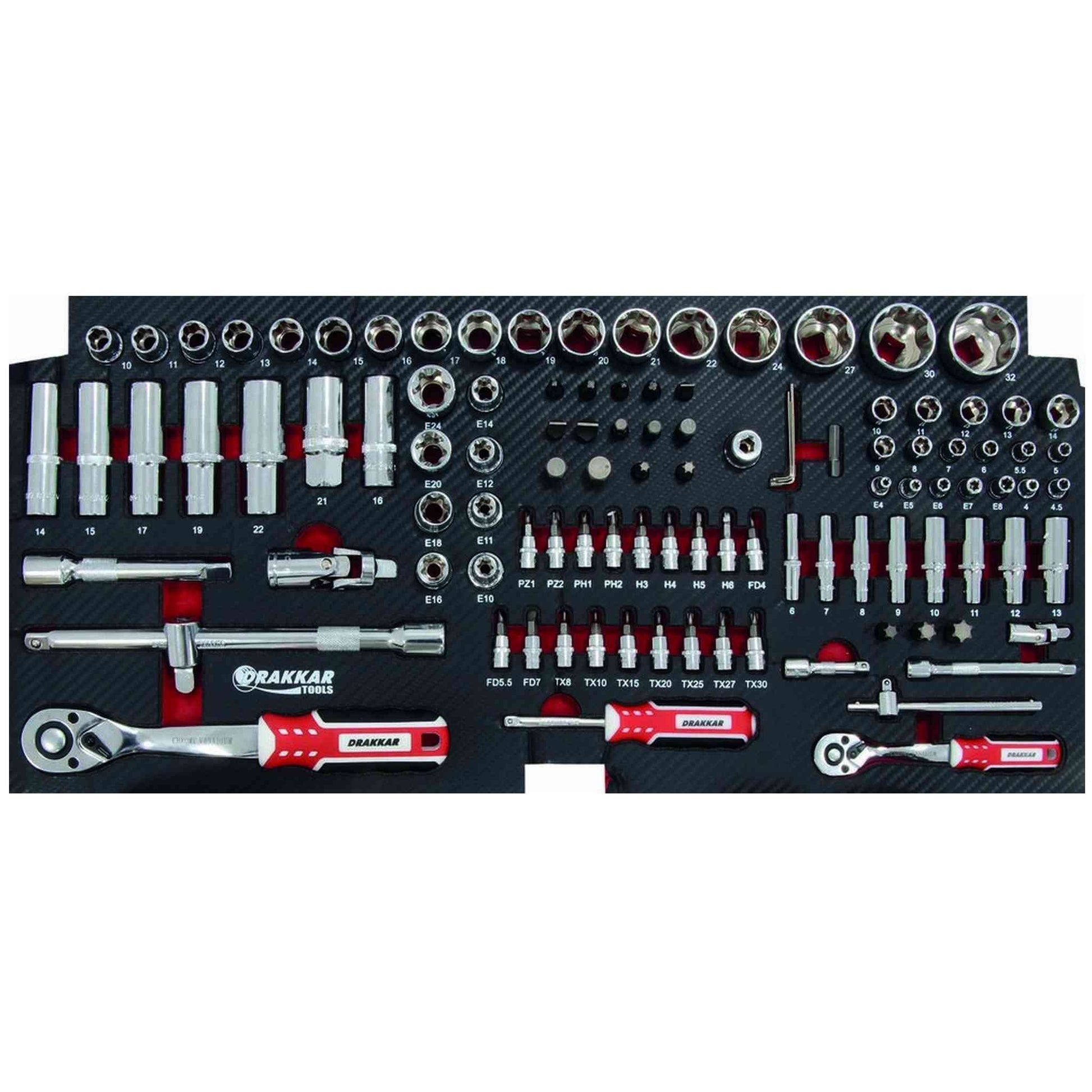 COFFRE DE SERVANTE 4 TIROIRS MODULES CARBONE - 192 OUTILS