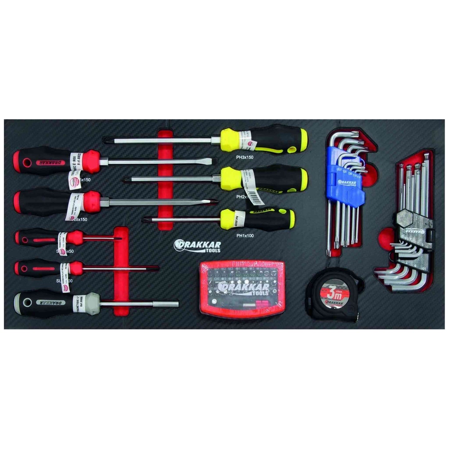 COFFRE DE SERVANTE 4 TIROIRS MODULES CARBONE - 192 OUTILS