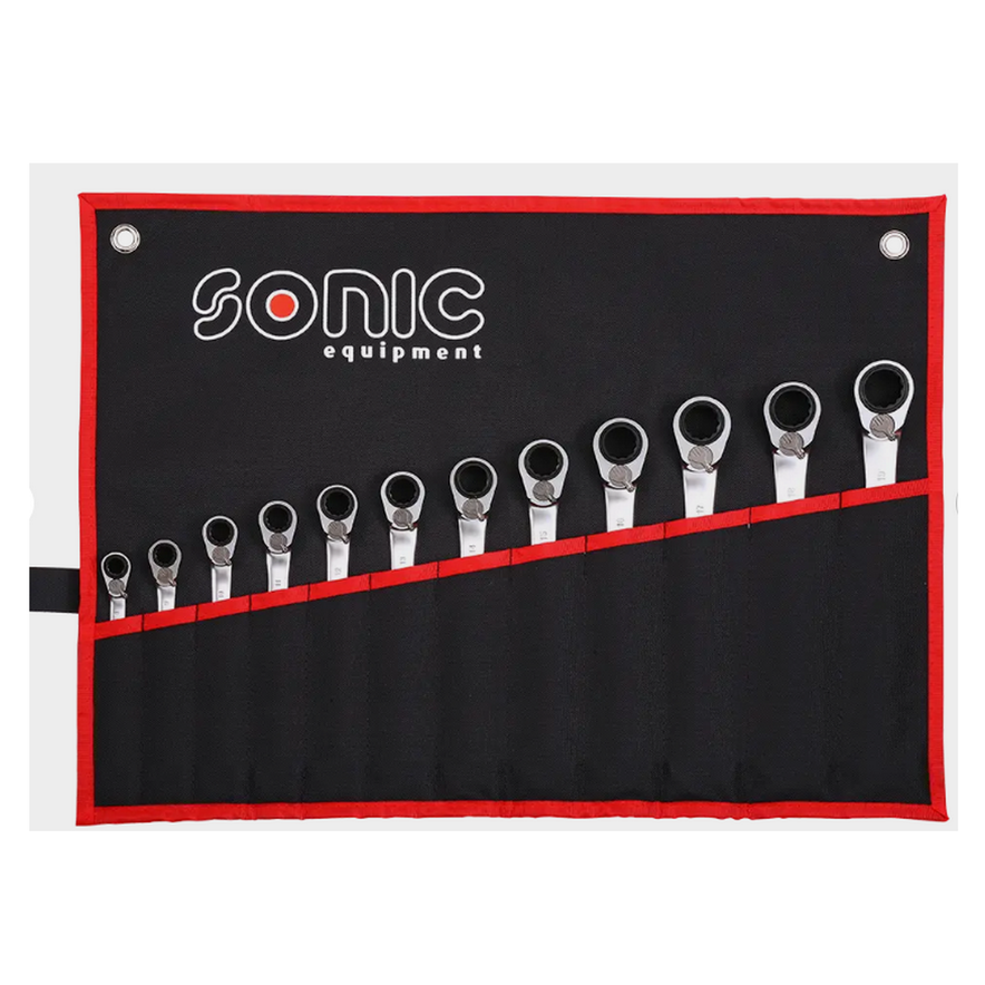 Clés mixtes à cliquet reversible 12 pans en trousse 12-pcs. Sonic