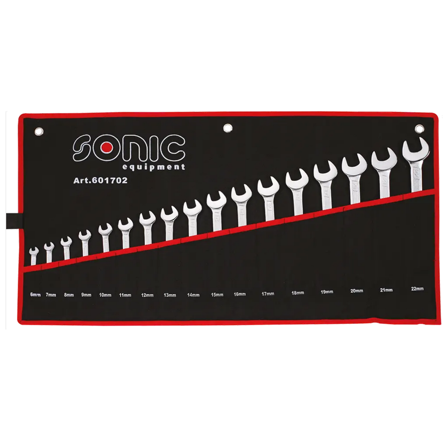 Clés mixtes de 6 à 22mm en trousse 17-pcs. Sonic