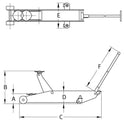 Cric rouleur 3T avec pédale 115/500mm longueur 1015mm