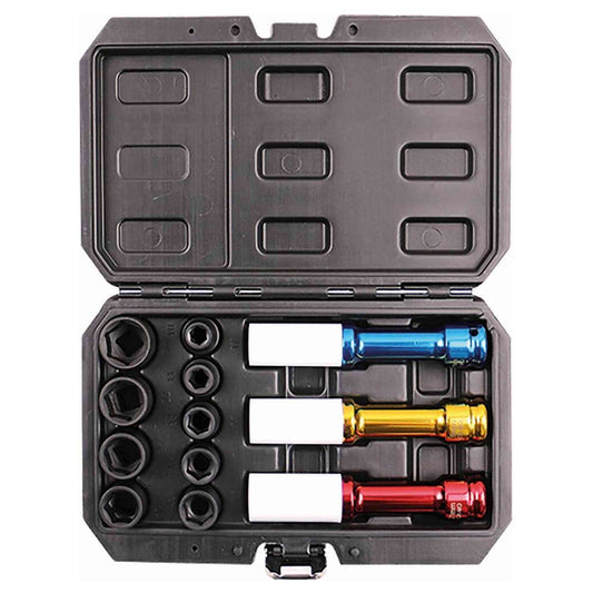 Douilles à chocs 1/2" - spécial jantes - coffret de 12PC