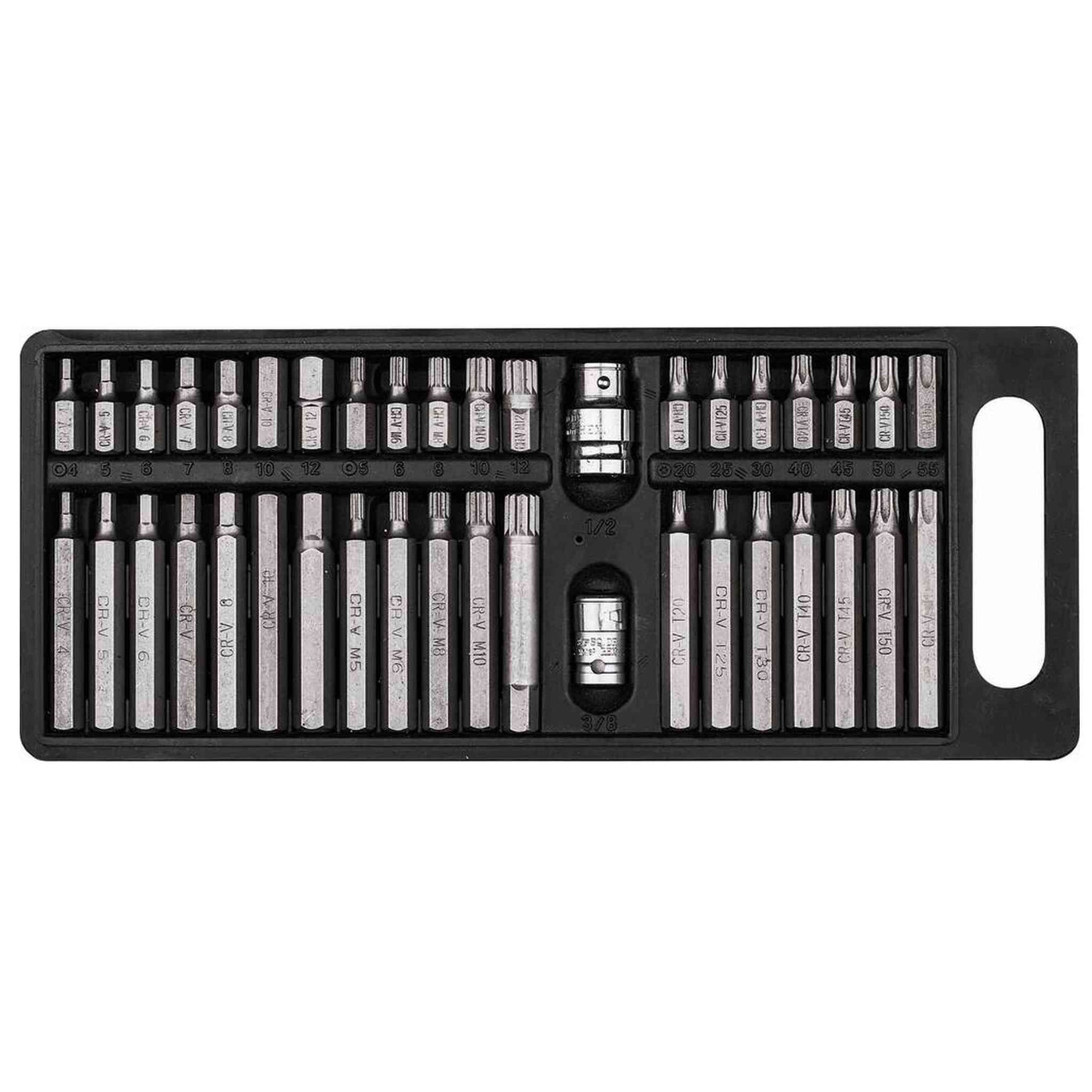 Embout hexagonal 10mm XZN/hexagonal/Torx® avec 2 douilles 1/2" et 3/8" porte embout - coffret PVC de 40 pcs