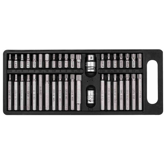 Embout hexagonal 10mm XZN/hexagonal/Torx® avec 2 douilles 1/2" et 3/8" porte embout - coffret PVC de 40 pcs