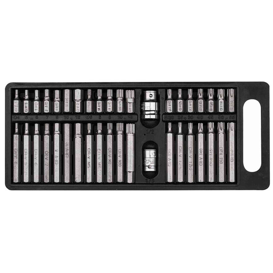 Embout hexagonal 10mm XZN/hexagonal/Torx® avec 2 douilles 1/2" et 3/8" porte embout - coffret PVC de 40 pcs