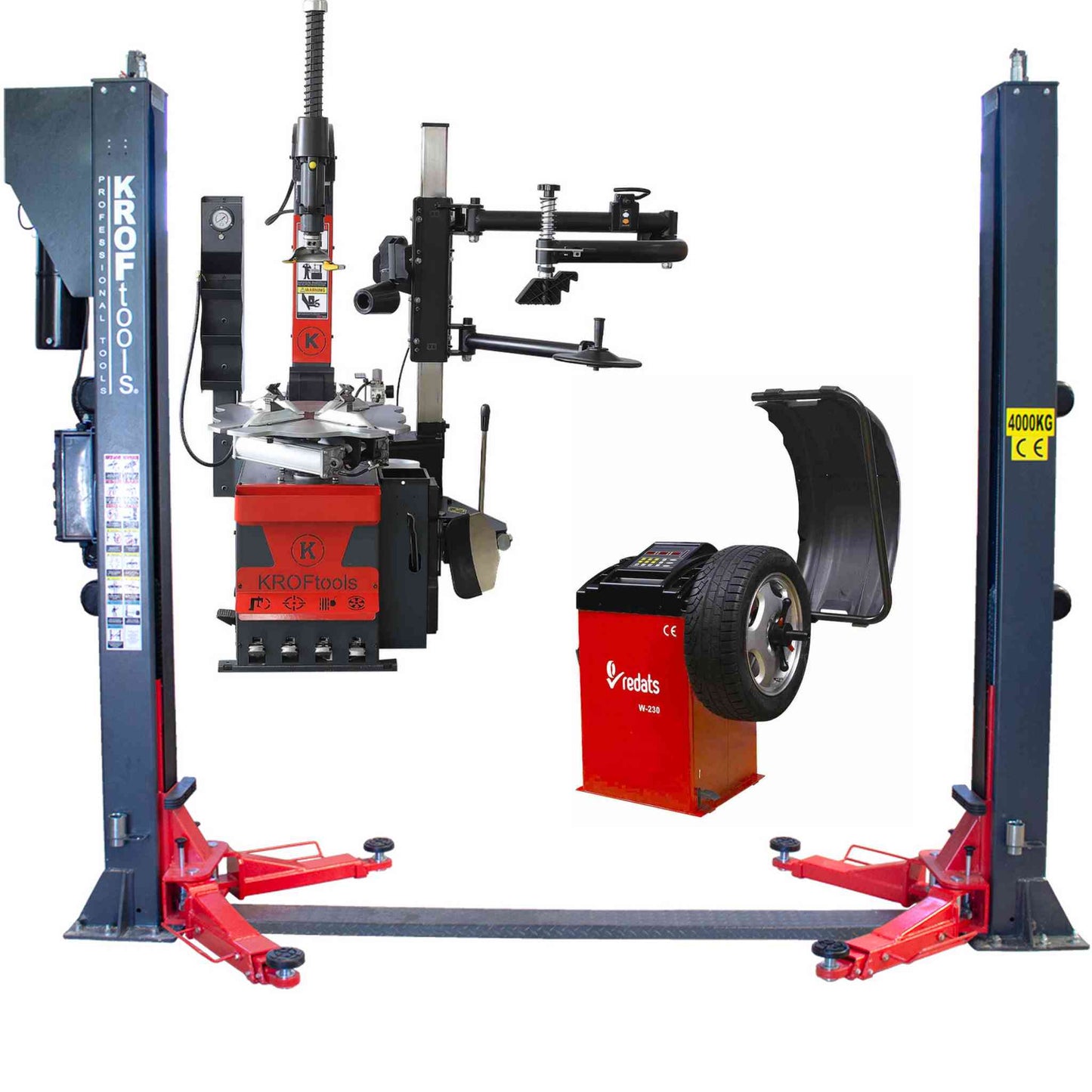 Pack Garage PRO Complet Démonte Pneu + Équilibreuse + Pont 2 Colonnes 4T