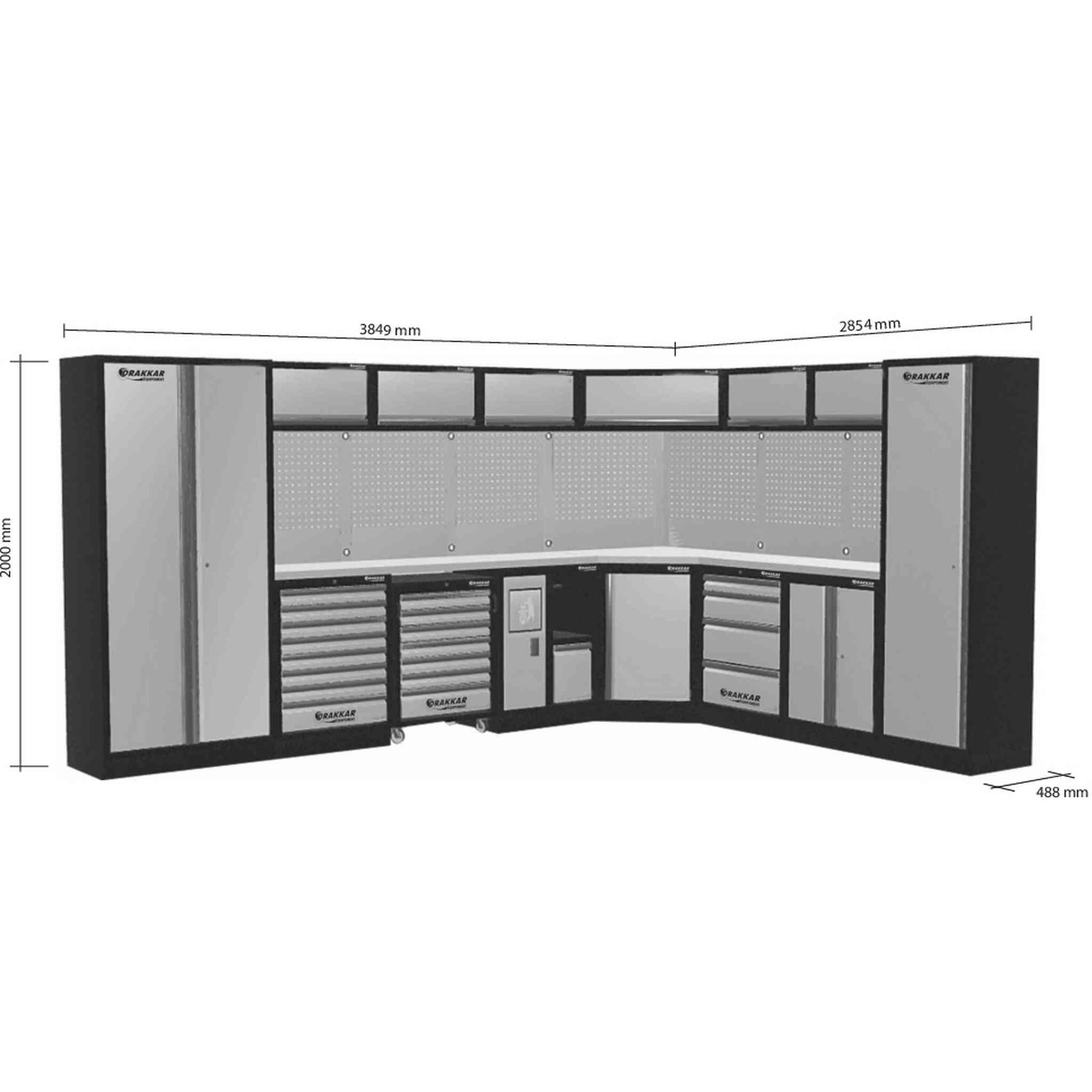 MOBILIER D'ATELIER 8 ELEMENTS ANGLE INOX 430