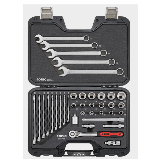 Malette BMCS cliquet, douilles, clés mixtes 3/8'' 37-pcs. Sonic