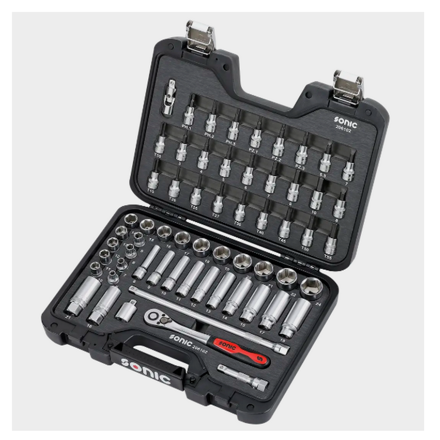 Malette BMCS cliquet et douilles 3/8'' 61-pcs. Sonic