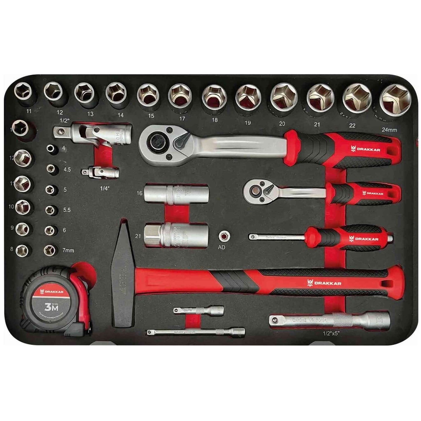 Mallette de dépannage 105 outils 1/4"+1/2"