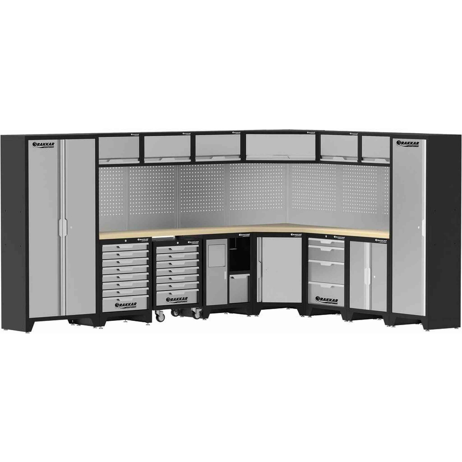 Mobilier d'atelier 8 éléments angle hêtre