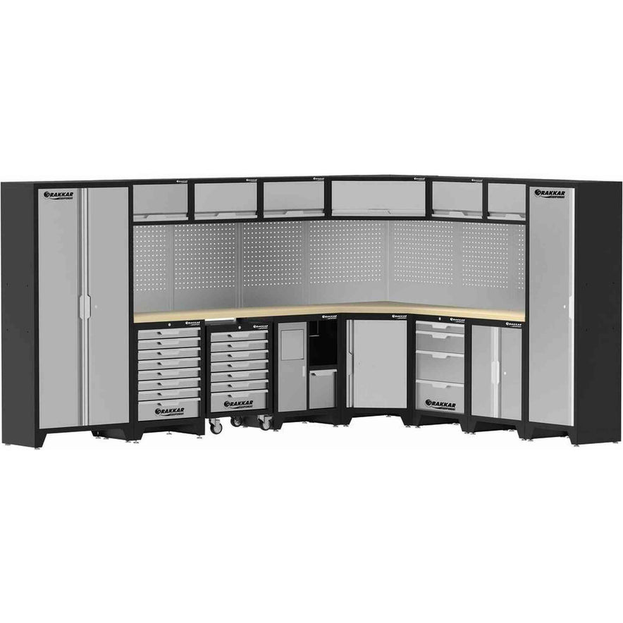 Mobilier d'atelier 8 éléments angle hêtre