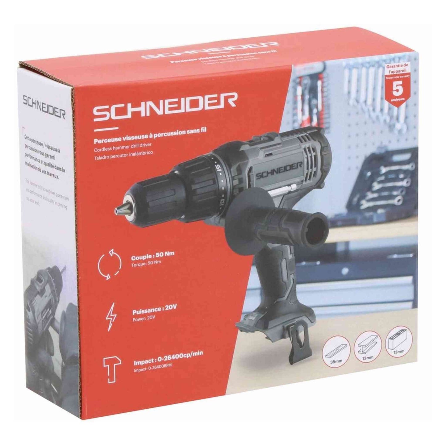 PERCEUSE/VISSEUSE 20V 50NM PERCU AVEC POIGNEE SS BAT & CHARG