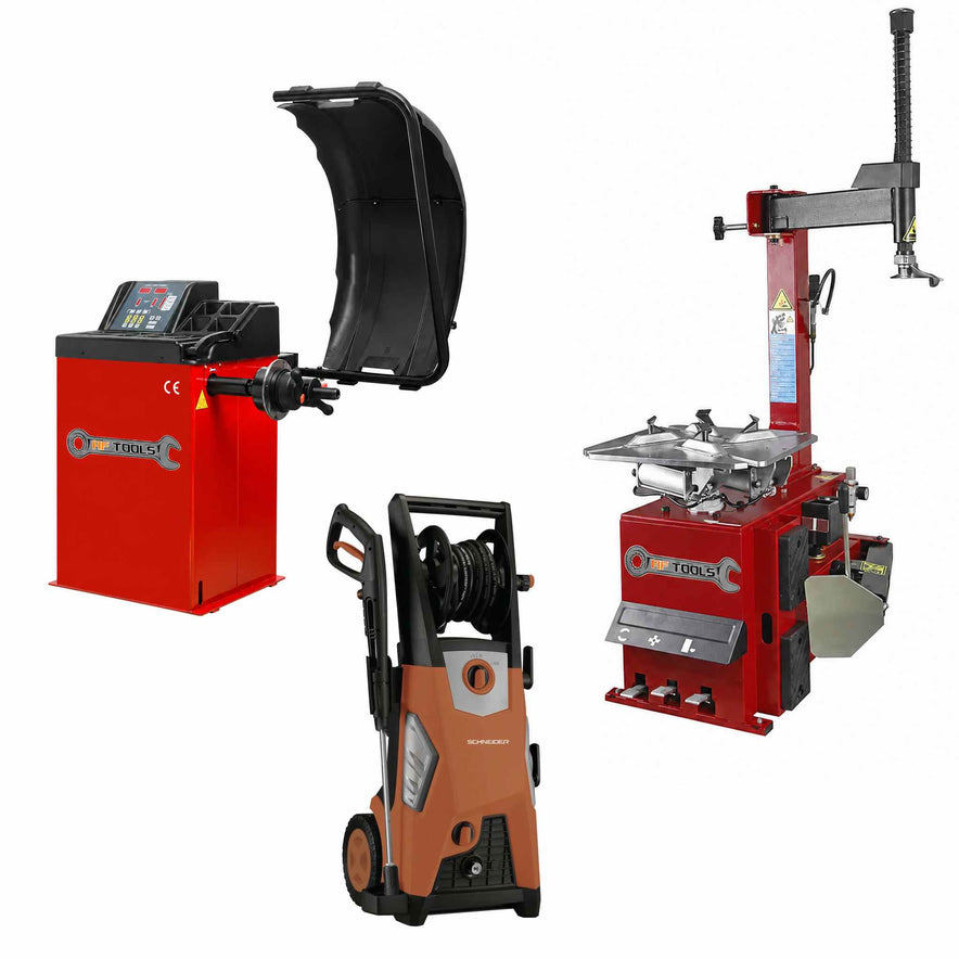 Pack Garage trio Machine à pneu + Equilibreuse + Nettoyeur Haute Pression