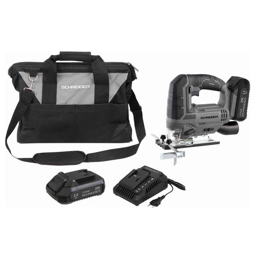 SCIE SAUTEUSE 20V + 2 BATTERIES 2 AH + CHARGEUR + SAC DE RANGEMENT