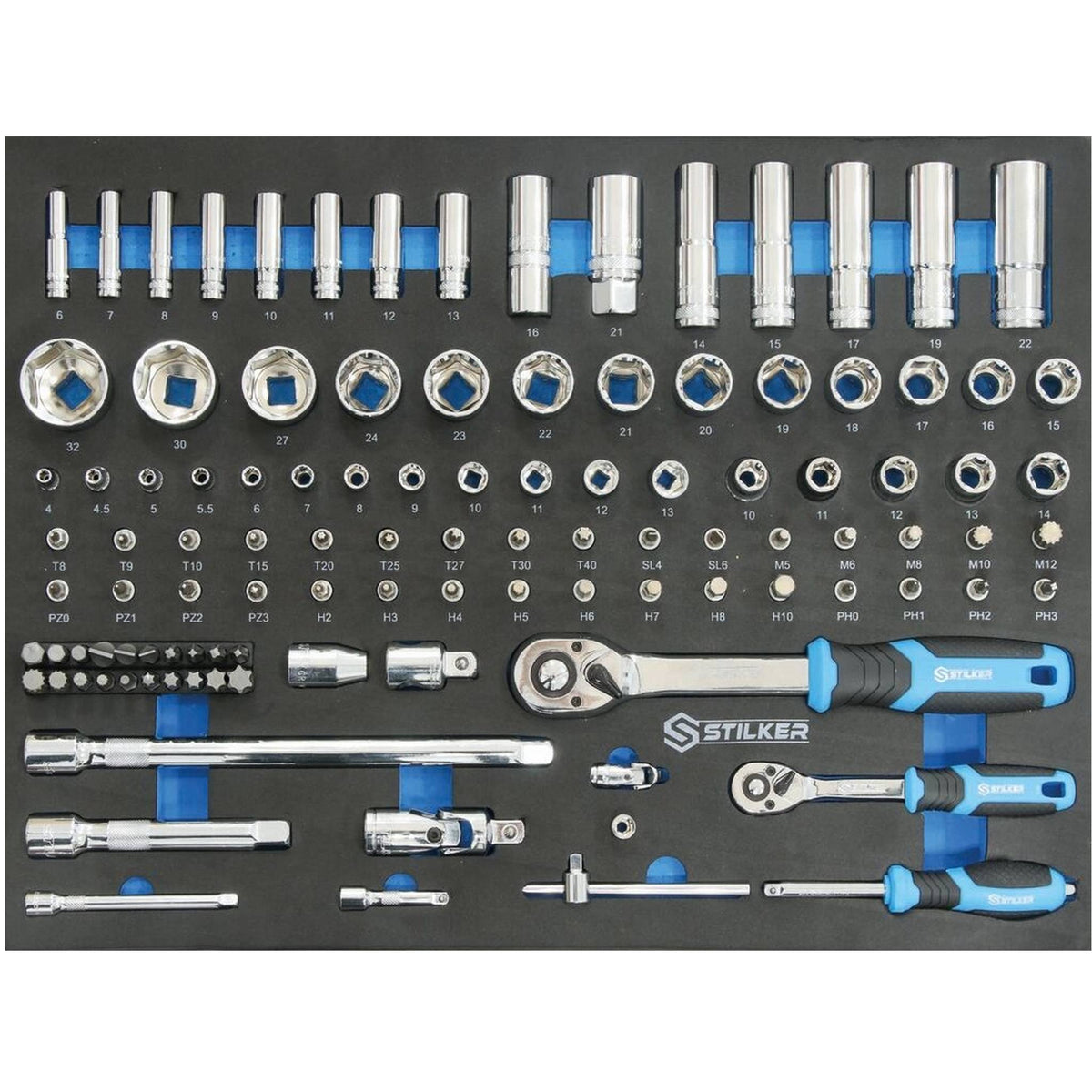 Servante d'atelier 7 tiroirs composée de 247 outils - modules mousses