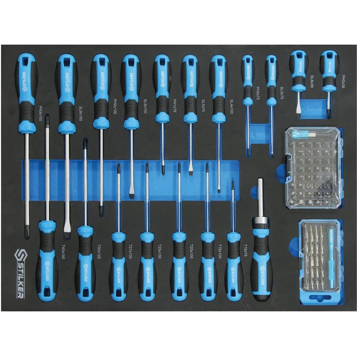 Servante d'atelier 7 tiroirs composée de 247 outils - modules mousses