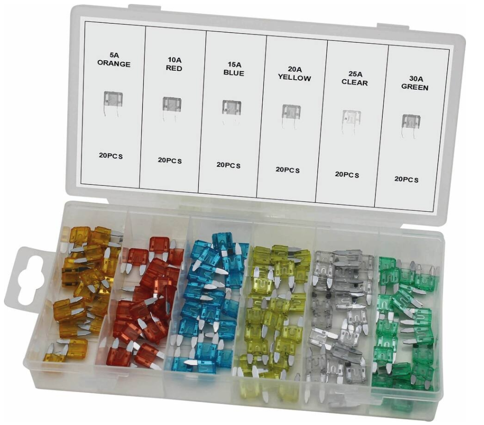 Assortiment de 120 mini fusibles enfichables