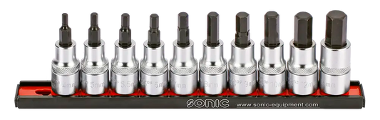 Rack d'empreintes 1/2'' courtes 6 pans 10-pcs.