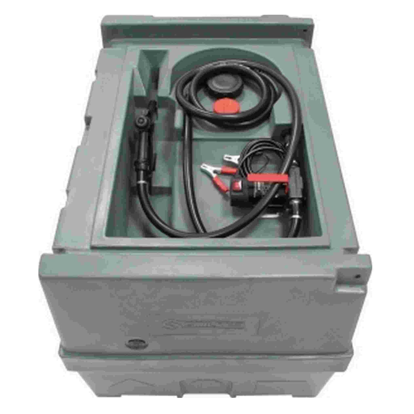 CUVE RAVITAILLEMENT GASOIL 450L + POMPE ET PISTOLET MANUEL SANS CAPOT GRISE