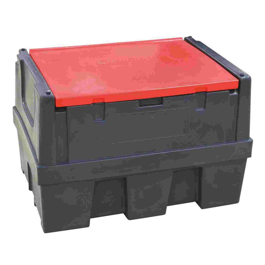 Cuve de ravitaillement gasoil PE 450L avec kit pompe à gasoil 12V 45 l/min et pistolet automatique/capot